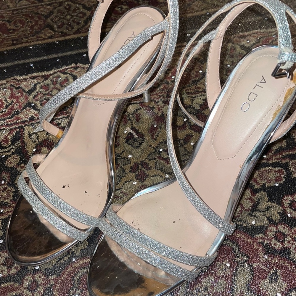 Aldo Silver Strappy Heels